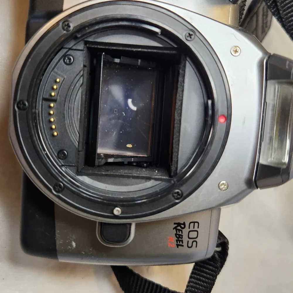 Canon EOS K2 REBEL 35mm SLR Camera Silver Body Only Untested For Parts Or Repair